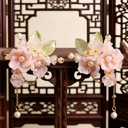 Hanfu Hair Accessories, Pink Chinese Hair Clips For Women,1 Pair