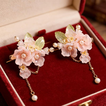 Hanfu Hair Accessories, Pink Chinese Hair Clips For Women,1 Pair