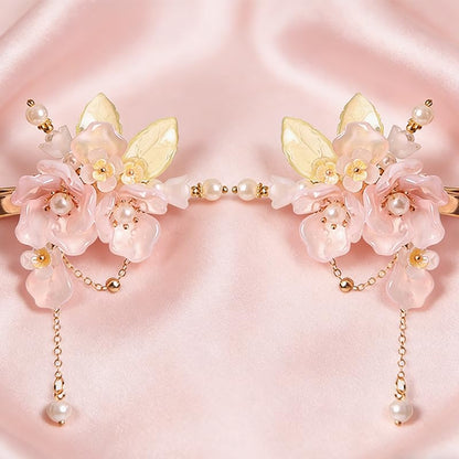 Hanfu Hair Accessories, Pink Chinese Hair Clips For Women,1 Pair