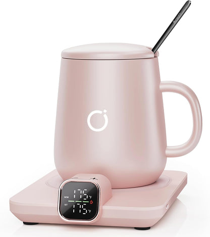 Coffee Cup Warmer & Mug Set, 1℉ Precise Temp Control Mug Warmer