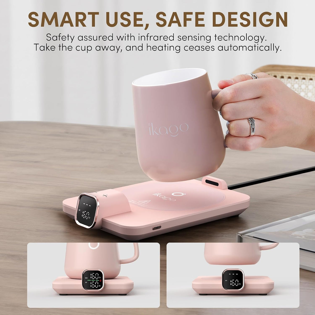 Coffee Cup Warmer & Mug Set, 1℉ Precise Temp Control Mug Warmer