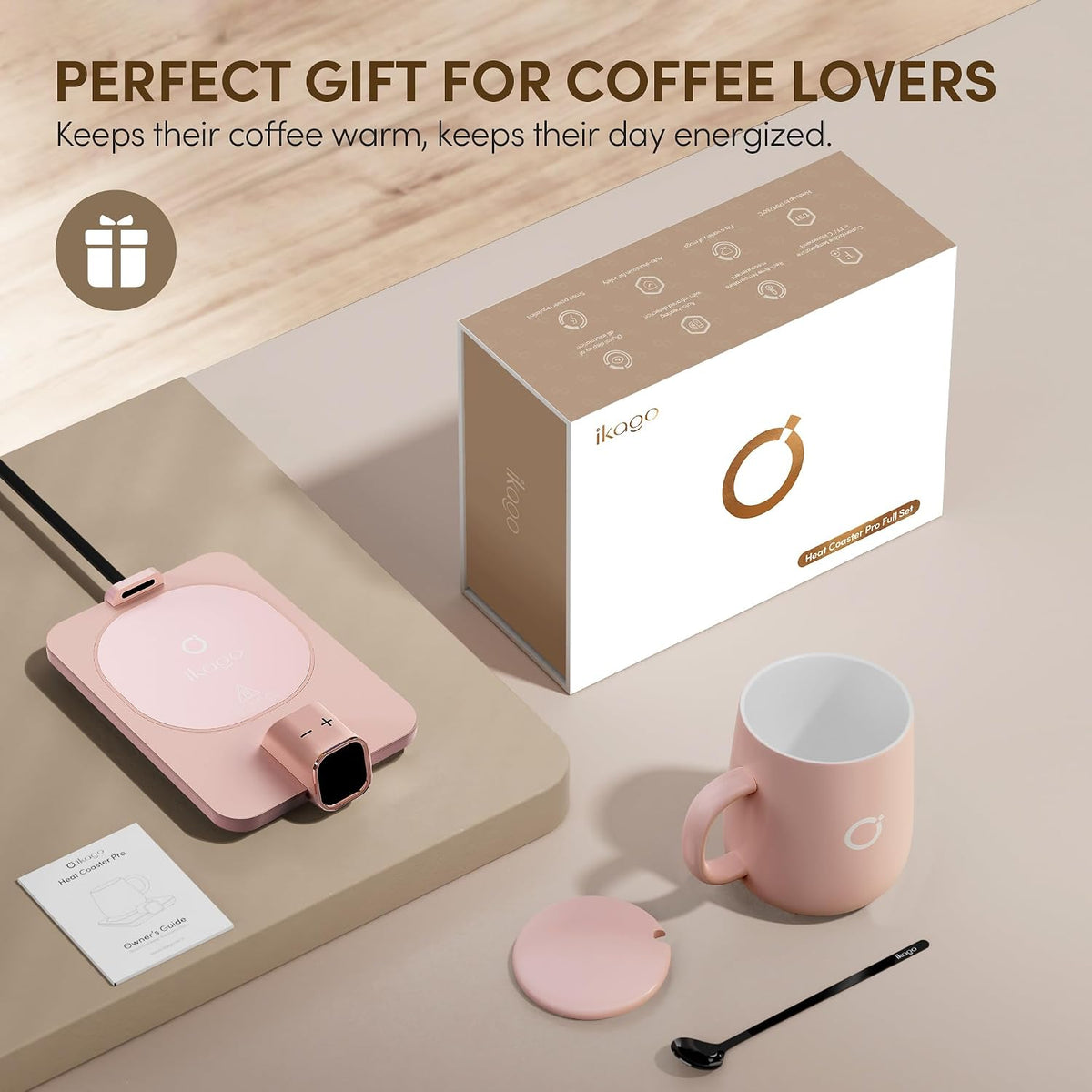 Coffee Cup Warmer & Mug Set, 1℉ Precise Temp Control Mug Warmer