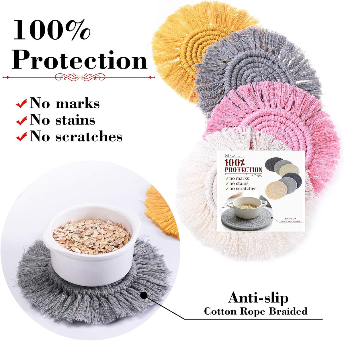 4PCS Macrame Coasters for Drinks