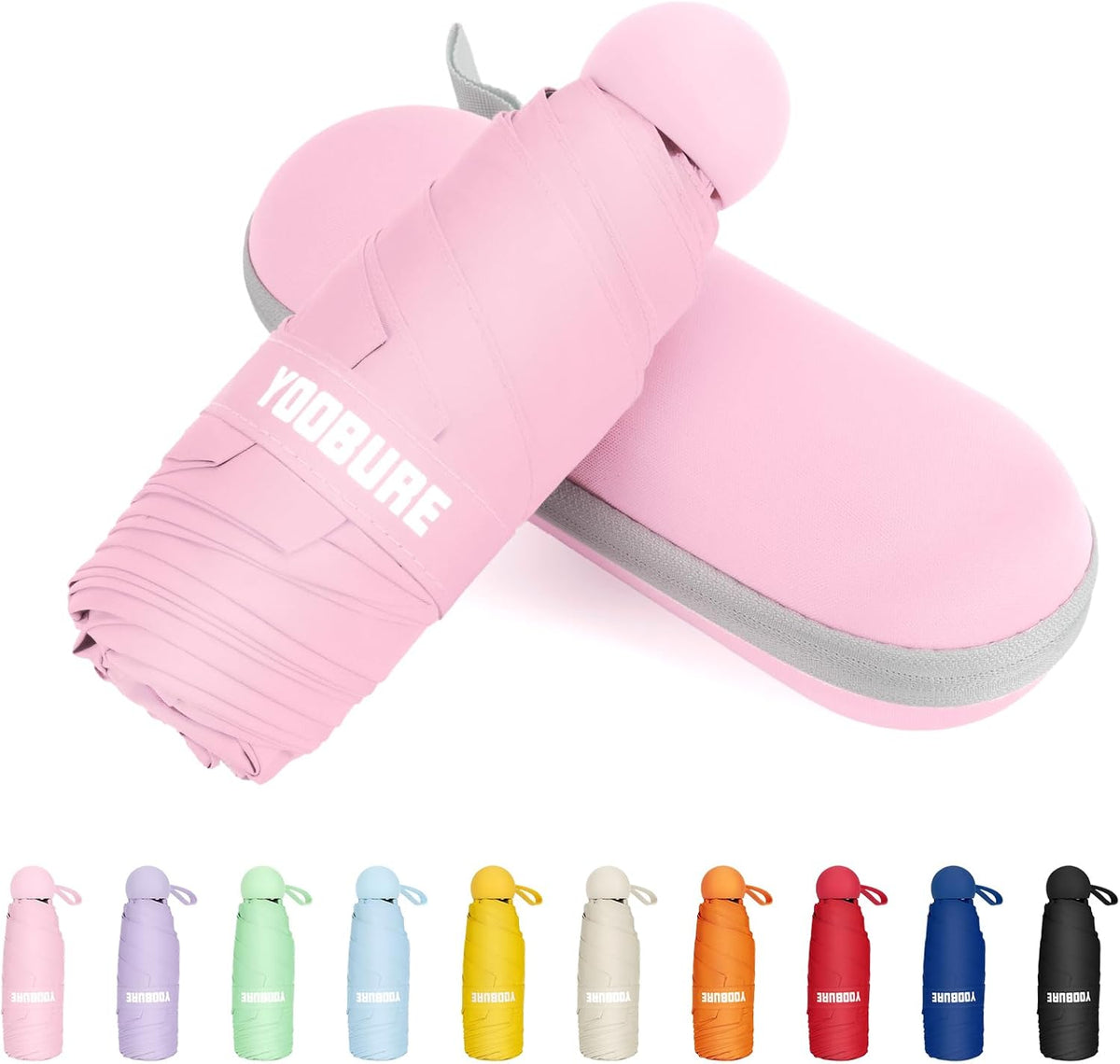 Travel Umbrella Portable Compact Umbrellas, Pocket Mini for Purse, Umbrellas for UV Sun & Rain Small for Backpack, Umbrella with Case Folding for Kids Women