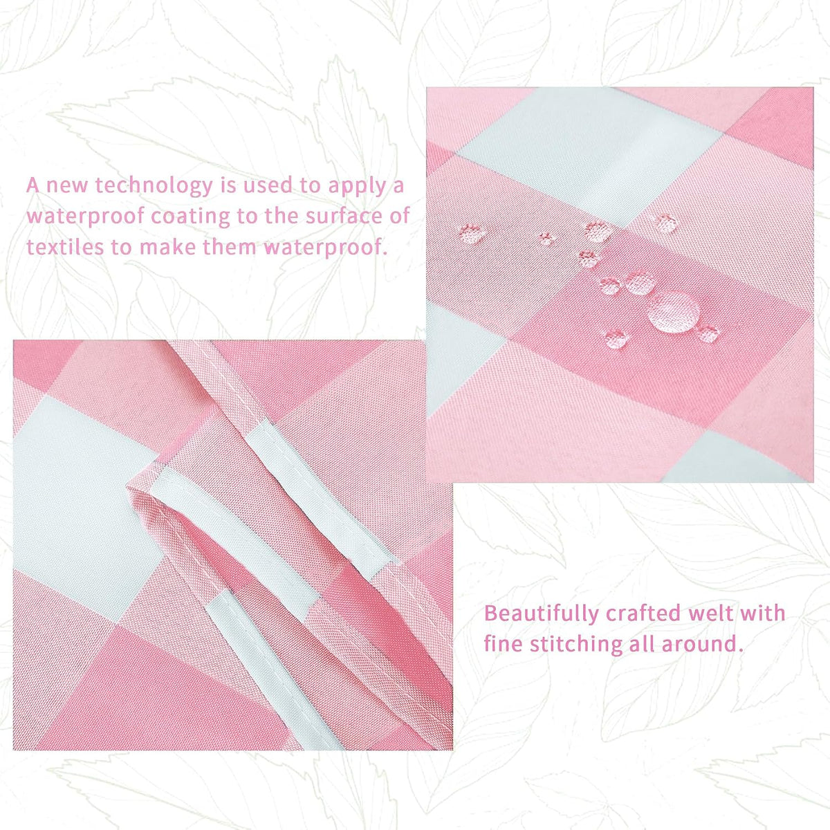 Fabric Checkered Table Runner 1 Pack Waterproof Gingham Table Runner 14W x 108L Buffalo Check Table Runners for Parties Kitchen Dining Wedding Banquet (Pink and White)