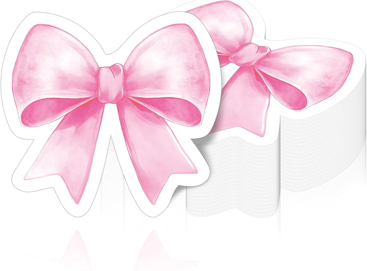 100Pcs Pink Bow Napkins Bow Themed Party Decorations Bow Knot Guest Towel Disposable Hand Napkins for Baby Bridal Shower Bachelorette Engagement Wedding Tea Birthday Party Supplies Table Decor