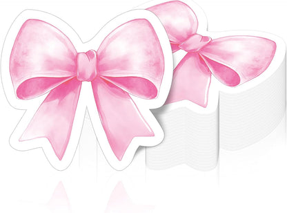 100Pcs Pink Bow Napkins Bow Themed Party Decorations Bow Knot Guest Towel Disposable Hand Napkins for Baby Bridal Shower Bachelorette Engagement Wedding Tea Birthday Party Supplies Table Decor