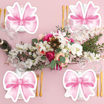 100Pcs Pink Bow Napkins Bow Themed Party Decorations Bow Knot Guest Towel Disposable Hand Napkins for Baby Bridal Shower Bachelorette Engagement Wedding Tea Birthday Party Supplies Table Decor
