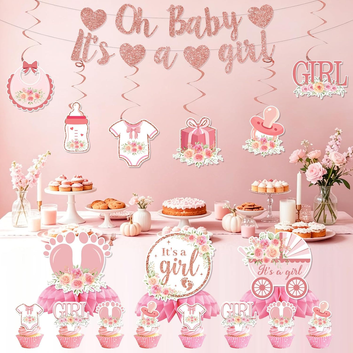 23Pcs Baby Shower Decorations Kit for Girl