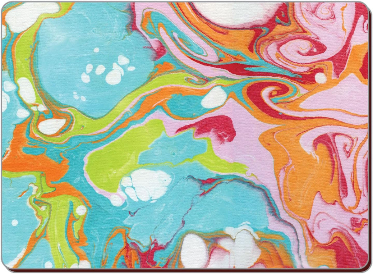 Hardboard Placemat, Teal/Pink Marble, Set of 2