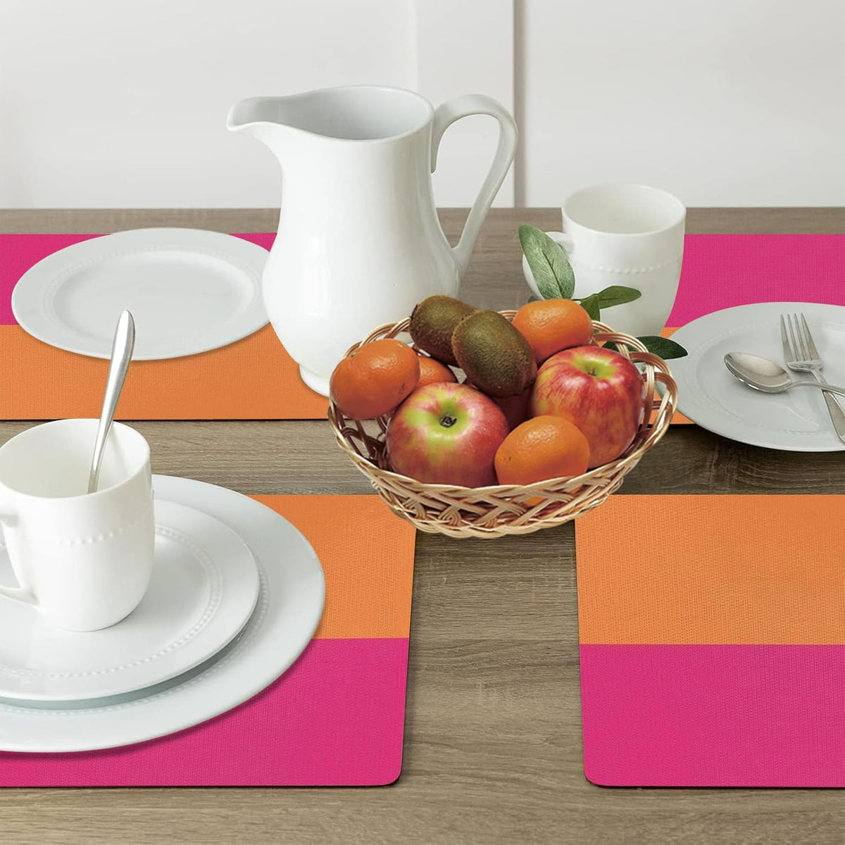 Pink and Orange Placemats Set of 4 Non-Slip Holiday Seasonal Table Mats for Kitchen Dining Table Holiday Summer Party Decorations 12x18 Inch