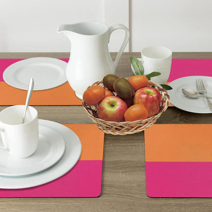 Pink and Orange Placemats Set of 4 Non-Slip Holiday Seasonal Table Mats for Kitchen Dining Table Holiday Summer Party Decorations 12x18 Inch