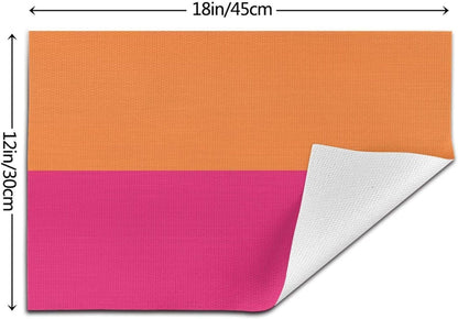 Pink and Orange Placemats Set of 4 Non-Slip Holiday Seasonal Table Mats for Kitchen Dining Table Holiday Summer Party Decorations 12x18 Inch