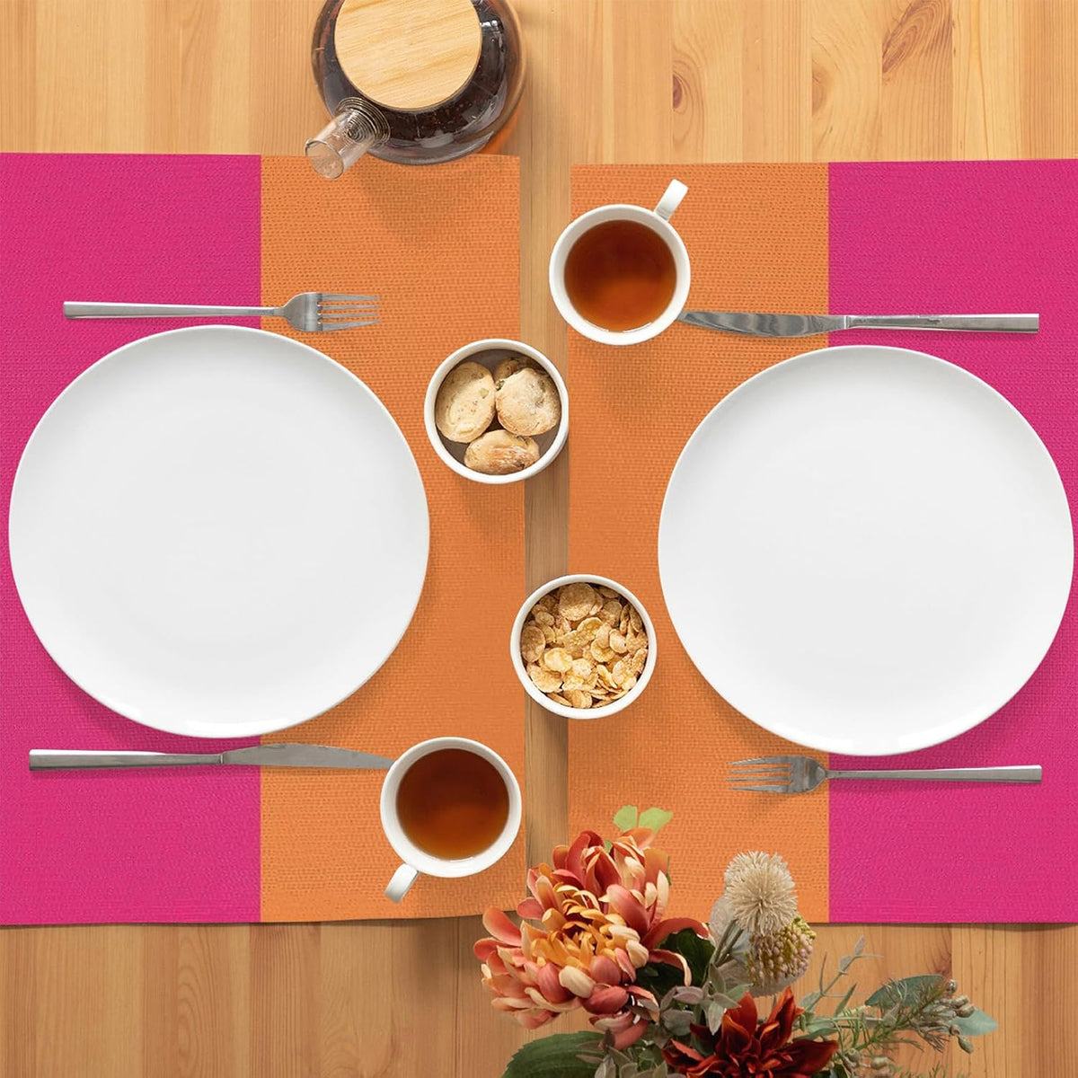 Pink and Orange Placemats Set of 4 Non-Slip Holiday Seasonal Table Mats for Kitchen Dining Table Holiday Summer Party Decorations 12x18 Inch