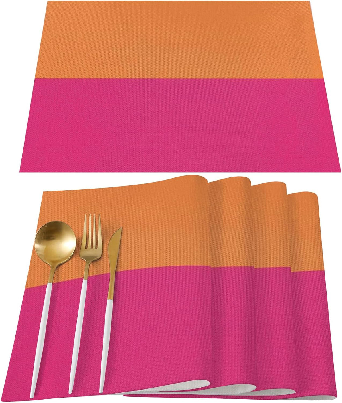 Pink and Orange Placemats Set of 4 Non-Slip Holiday Seasonal Table Mats for Kitchen Dining Table Holiday Summer Party Decorations 12x18 Inch