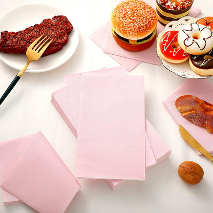 100 Pcs Light Pink Napkins Disposable 2 Ply Paper Dinner