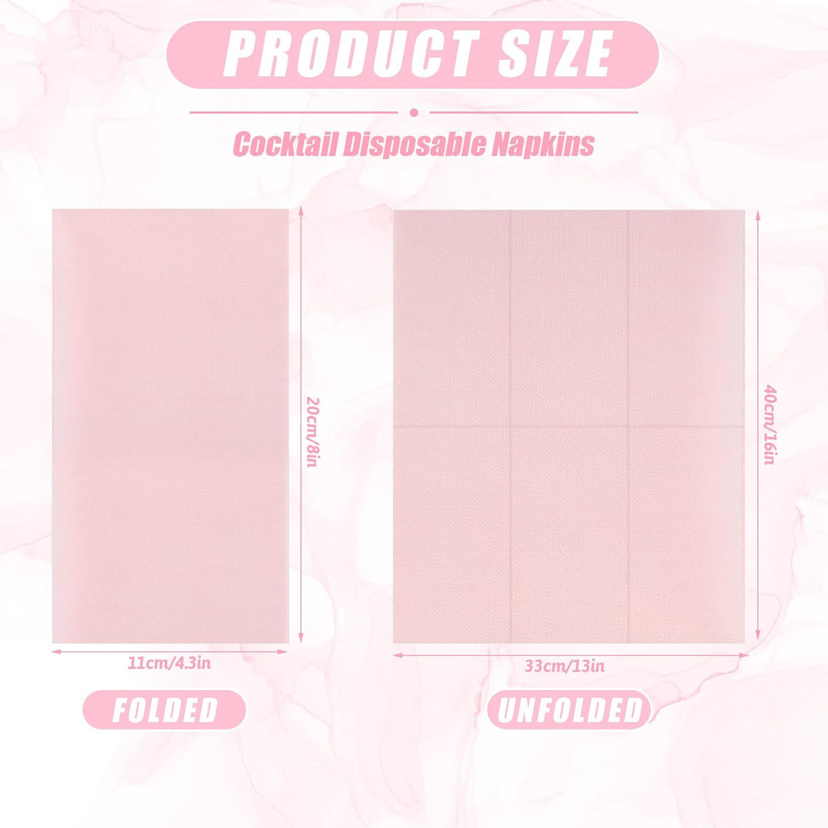 100 Pcs Light Pink Napkins Disposable 2 Ply Paper Dinner