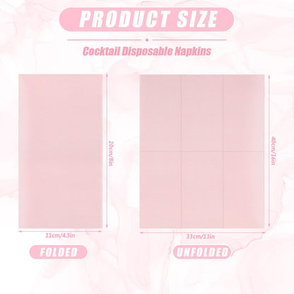 100 Pcs Light Pink Napkins Disposable 2 Ply Paper Dinner