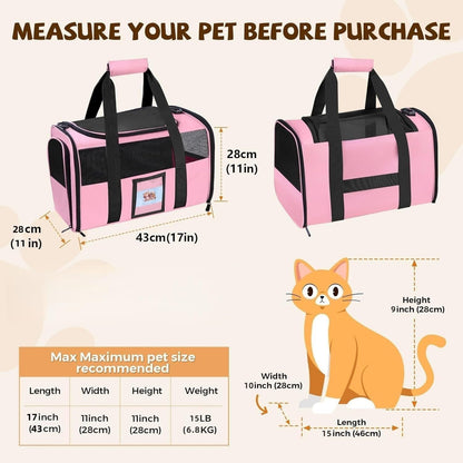 Large Soft Cat Carrier Up to 28 Lbs, Washable Pet Bag Medium to Big Pets