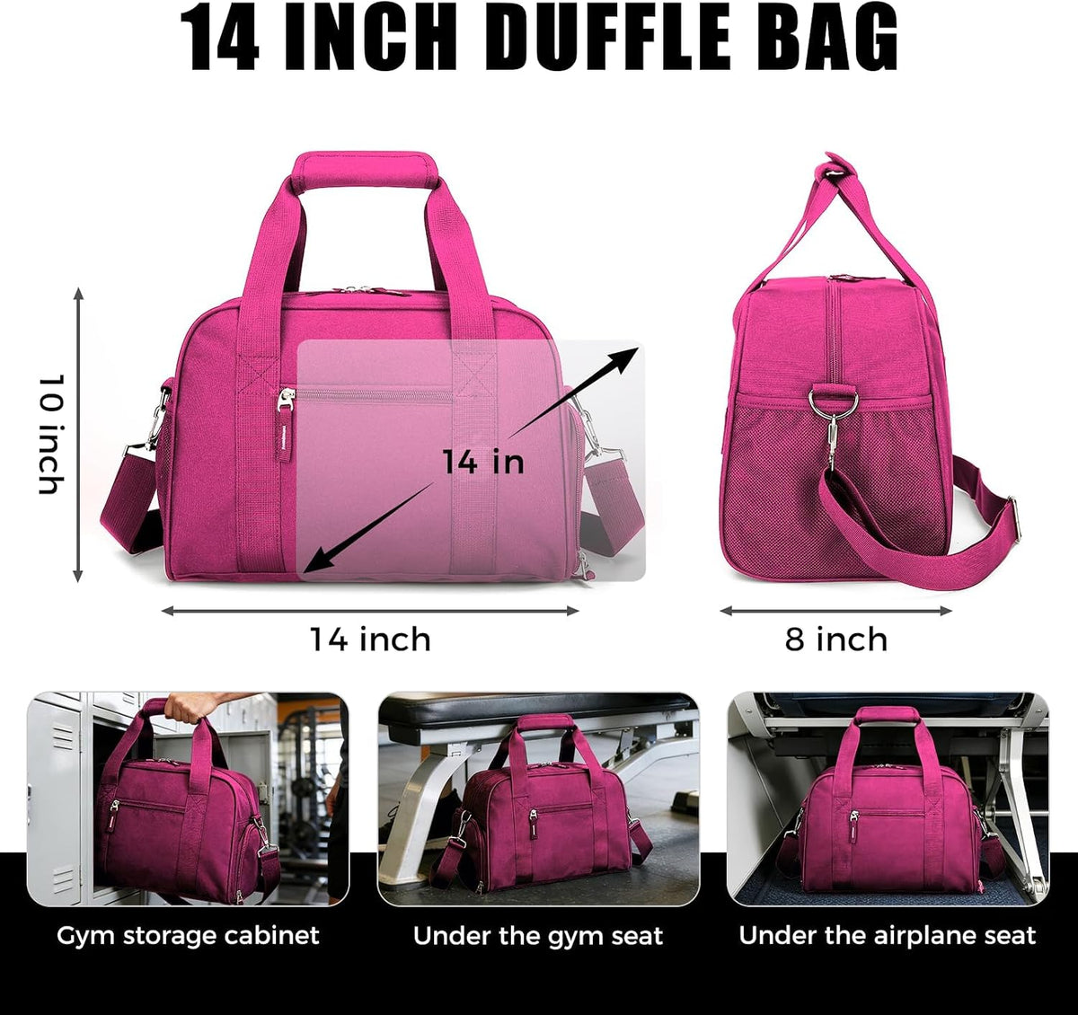 14 inch Small Gym Bag with Shoe Compartment