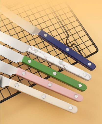 Silverware Flatware Cutlery Set， 6/24/36/48 Piece Tableware Steak Knife， Fork Spoon Butter Knife Dessert Spoon ABS Rivet Handle Clamp Handle Stainless Steel，Pink-1Set-6Pcs