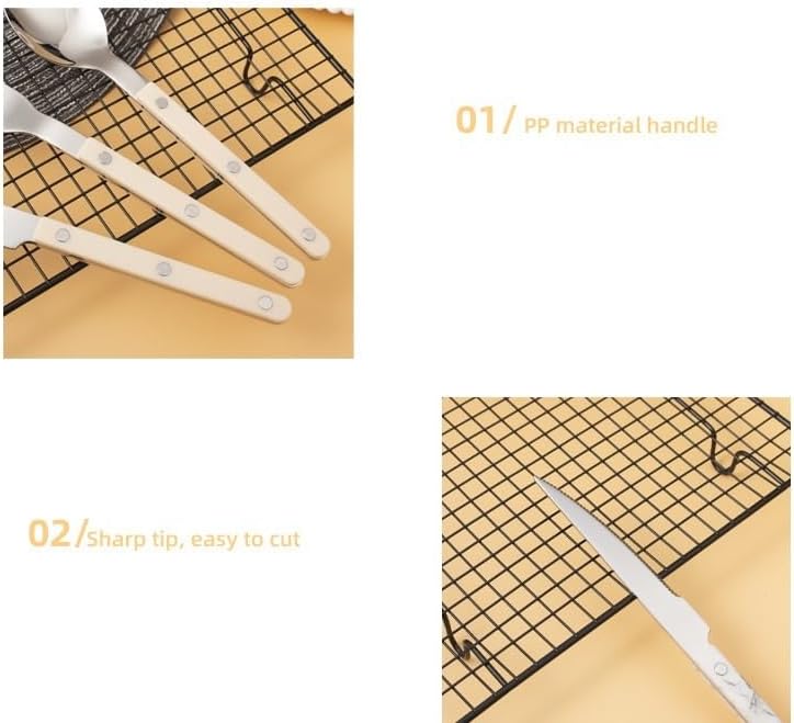 Silverware Flatware Cutlery Set， 6/24/36/48 Piece Tableware Steak Knife， Fork Spoon Butter Knife Dessert Spoon ABS Rivet Handle Clamp Handle Stainless Steel，Pink-1Set-6Pcs