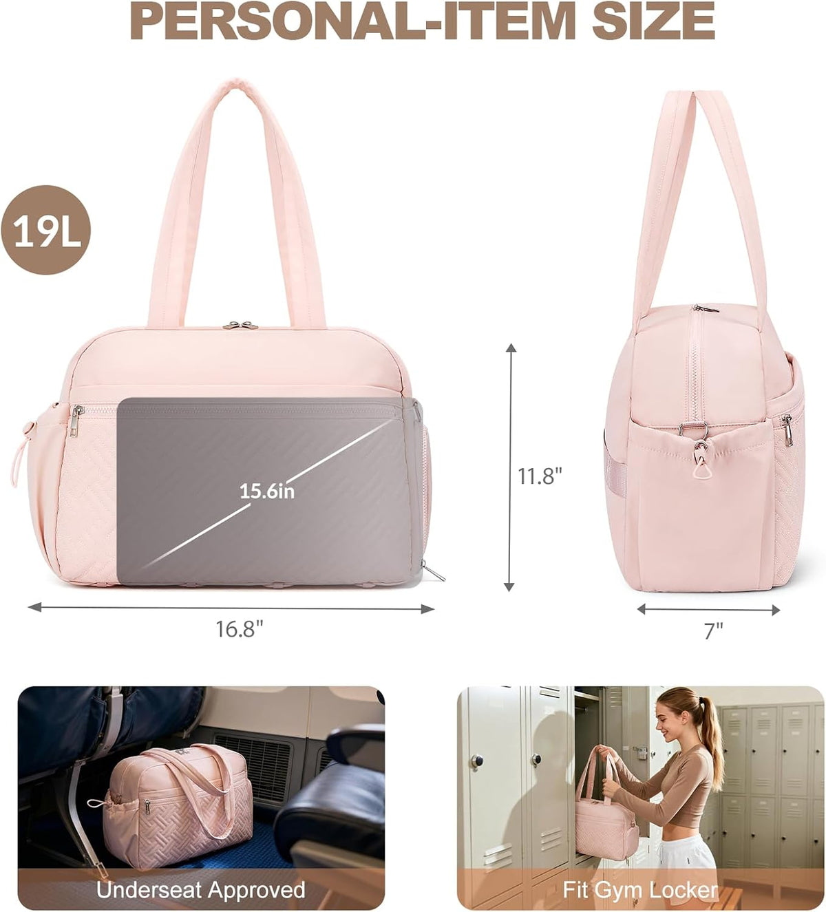 Gym Bag for Women, Lightweight Sport Workout Purse for Travel Pink