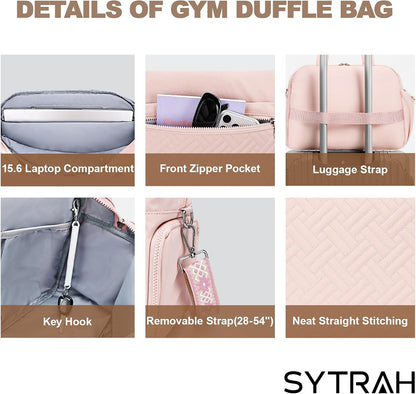 Gym Bag for Women, Lightweight Sport Workout Purse for Travel Pink