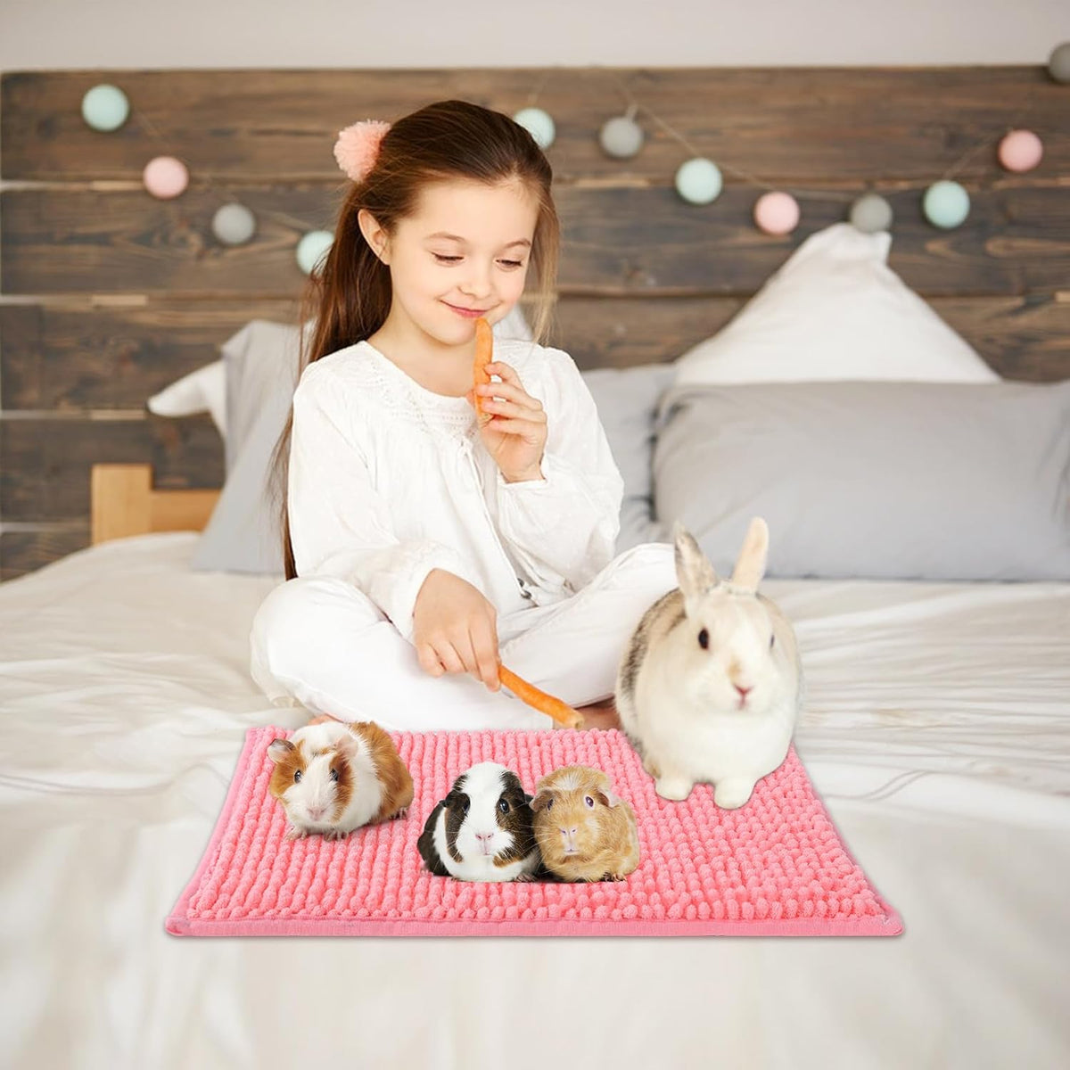 8 PCS Guinea Pig Liner Washable Rabbit Cage Liner 12x16 Inch Guinea Pig Fleece Bedding Pee Pads Reusable Absorbent Pet Mats for Small Animals, Bunny, Hamster (Gray, Green, Pink, Blue)
