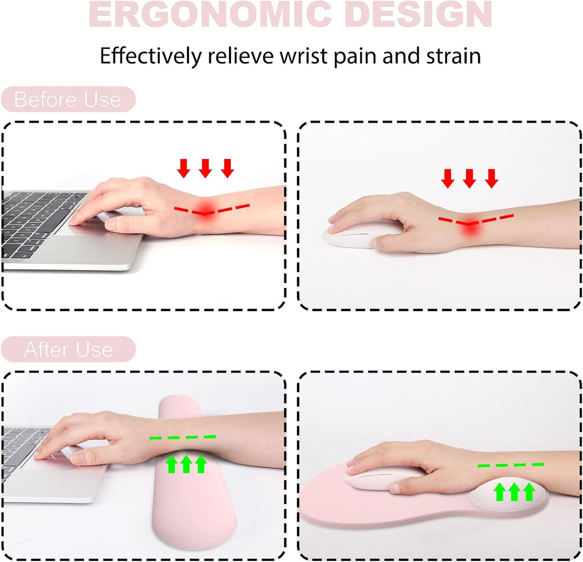 Ergonomic Mouse Pad with Wrist Rest and Keyboard Wrist Rest, Gel Mousepad
