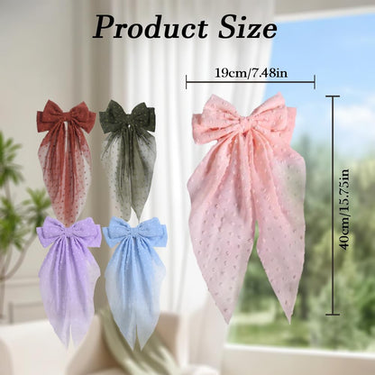 2 Pack Pink Polka Dot Lace Curtain Tiebacks, Clip-On Bow Curtain Ties, Decorative Sheer Curtain Holdbacks for Boho Bedroom Living Room (Pink)
