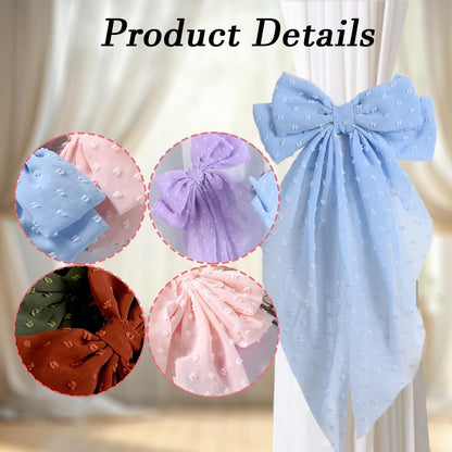 2 Pack Pink Polka Dot Lace Curtain Tiebacks, Clip-On Bow Curtain Ties, Decorative Sheer Curtain Holdbacks for Boho Bedroom Living Room (Pink)