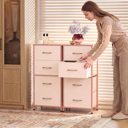 Small Dresser Nightstand for Bedroom, 4 Drawers, Pink