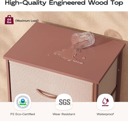 Small Dresser Nightstand for Bedroom, 4 Drawers, Pink