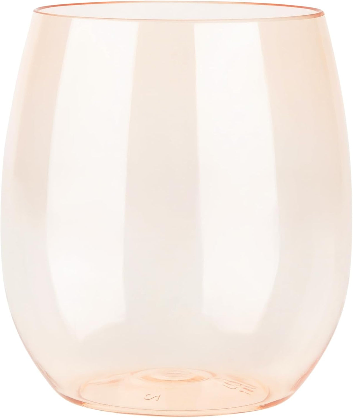 6 Pack Peach Color Plastic Wine Glasses Stemless Disposable 12 oz BPA Free Shatterproof Plastic Wine Cups Wine Glasses for Parties