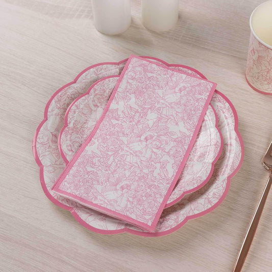 Efavormart 25-Pack Pink Vintage Floral Dinner Paper Napkins, Soft 2-Ply Highly Absorbent Party Napkins for Formal Receptions and Garden Weddings