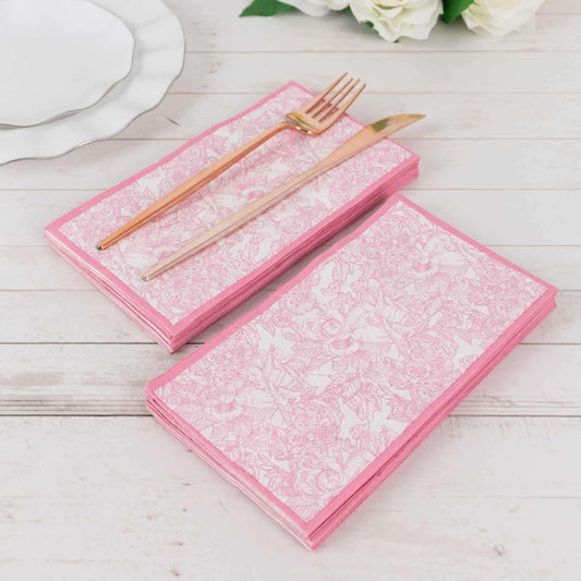 Efavormart 25-Pack Pink Vintage Floral Dinner Paper Napkins, Soft 2-Ply Highly Absorbent Party Napkins for Formal Receptions and Garden Weddings