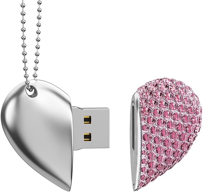 64GB Heart Shape USB 2.0 Flash Drive, Pink