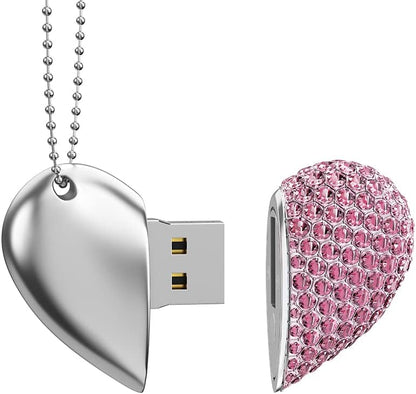 64GB Heart Shape USB 2.0 Flash Drive, Pink