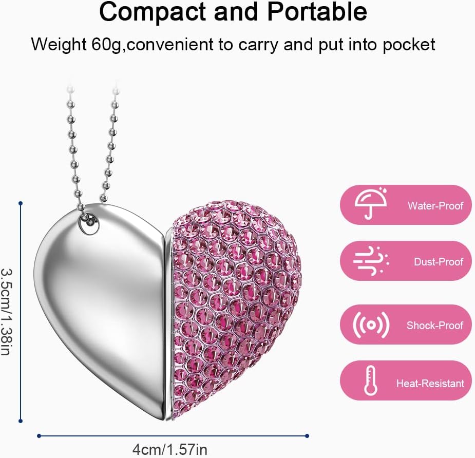 64GB Heart Shape USB 2.0 Flash Drive, Pink