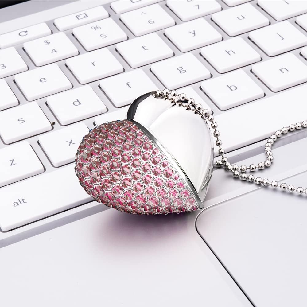 64GB Heart Shape USB 2.0 Flash Drive, Pink