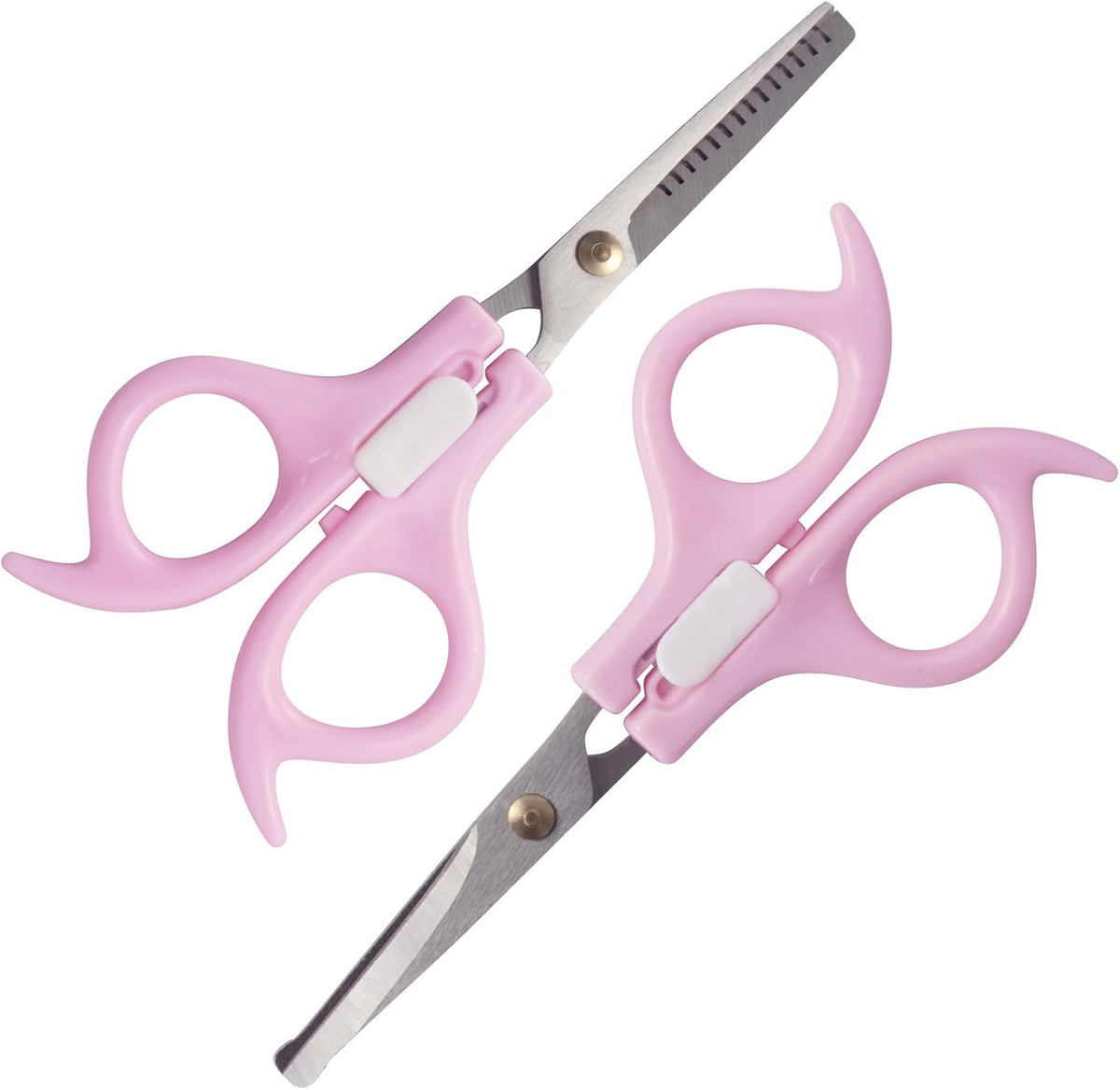 Ergonomic Safety-Lock Hair Scissor Set – Professional Precision Cutting & Thinning Shears with Secure Slide Lock for Children and Adult - Pink