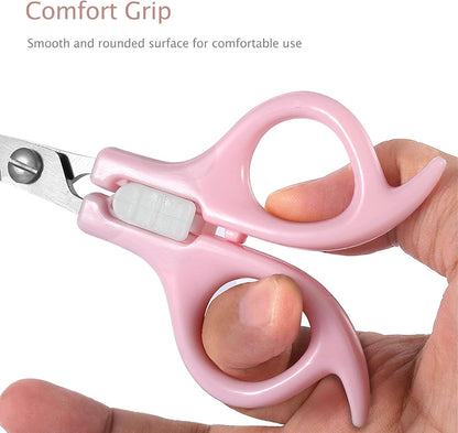 Ergonomic Safety-Lock Hair Scissor Set – Professional Precision Cutting & Thinning Shears with Secure Slide Lock for Children and Adult - Pink