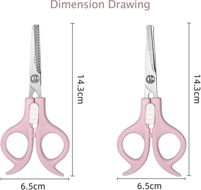 Ergonomic Safety-Lock Hair Scissor Set – Professional Precision Cutting & Thinning Shears with Secure Slide Lock for Children and Adult - Pink