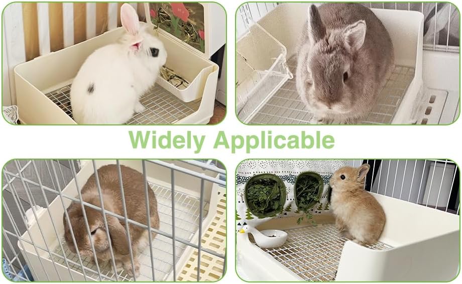 Large Rabbit Litter Box for Cage, Plastic Guinea Pig Litter Pan with 6 PCS Disposable Pee Pads Potty Trainer Corner Toilet Box for Bunny Guinea Pigs Ferrets Chinchillas Small Animals (Pink)