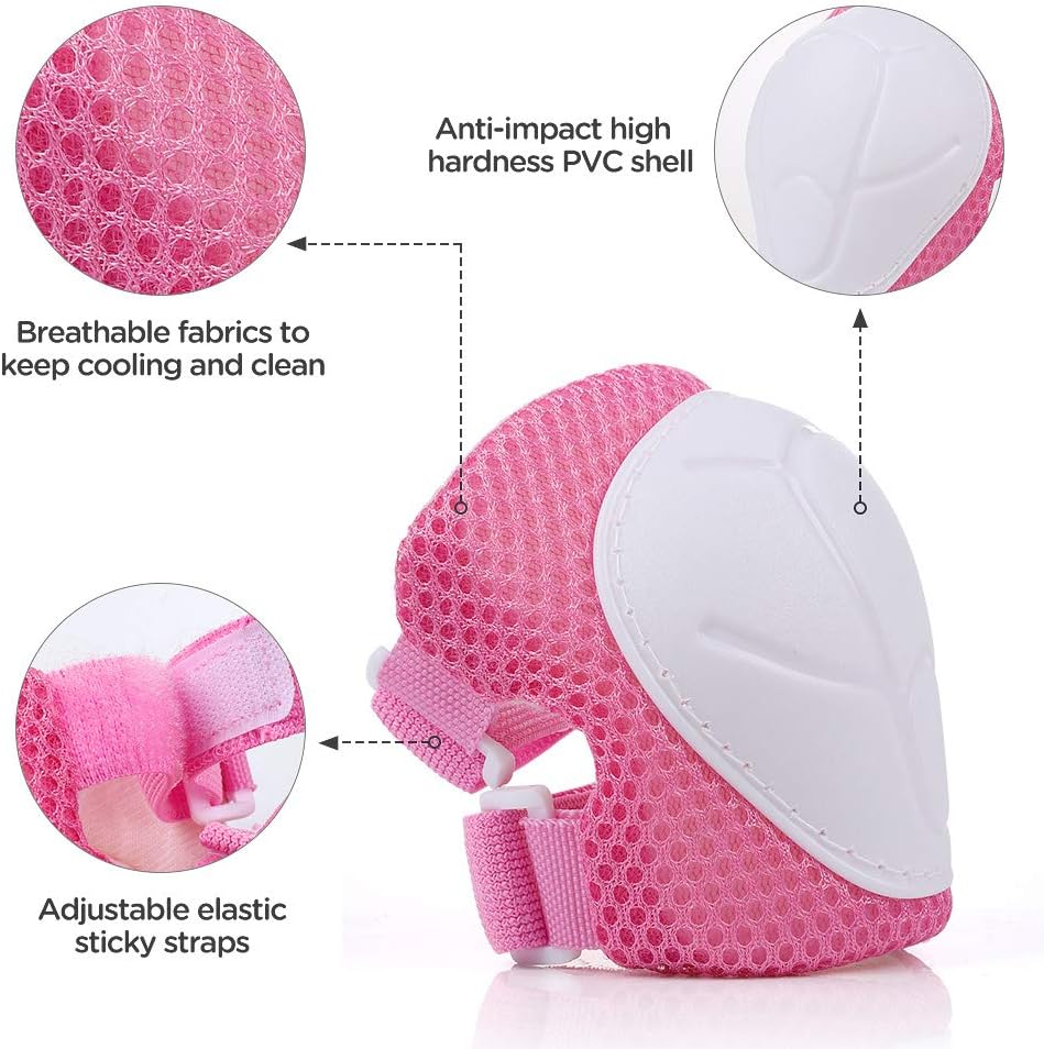 Kids Bike Helmet Set Skateboard Knee Pads - Kids Helmet Elbow Pads Wrist Guards Adjustable for 3~10yrs Girl Boy Kids Protective Gear Set for Sport Cycling Bike Roller Skating Scooter