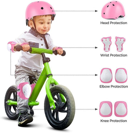 Kids Bike Helmet Set Skateboard Knee Pads - Kids Helmet Elbow Pads Wrist Guards Adjustable for 3~10yrs Girl Boy Kids Protective Gear Set for Sport Cycling Bike Roller Skating Scooter