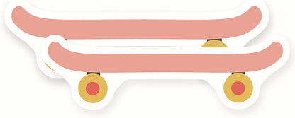 Retro Pink Skateboard Stickers - Skater Aesthetic Decal - Y2K Board Decor - 2 Pack - 5" Wide Design - Adheres to Laptops, Tumblers, and More - Made in The USA - AQS30865