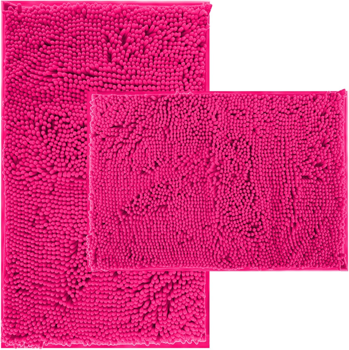 Hot Pink 2 Piece Bathroom Set Chenille Rugs Mat for Kitchen/Living Room