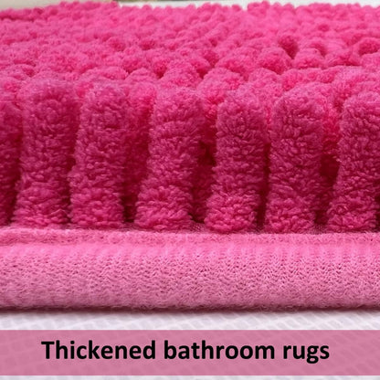Hot Pink 2 Piece Bathroom Set Chenille Rugs Mat for Kitchen/Living Room